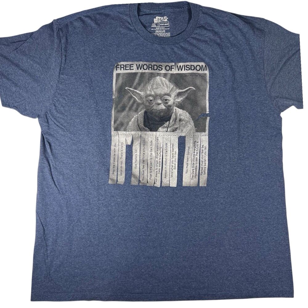 Star Wars Yoda Master Wisdom Quote Tee Shirt Men's XL Blue Heather Graphic Print